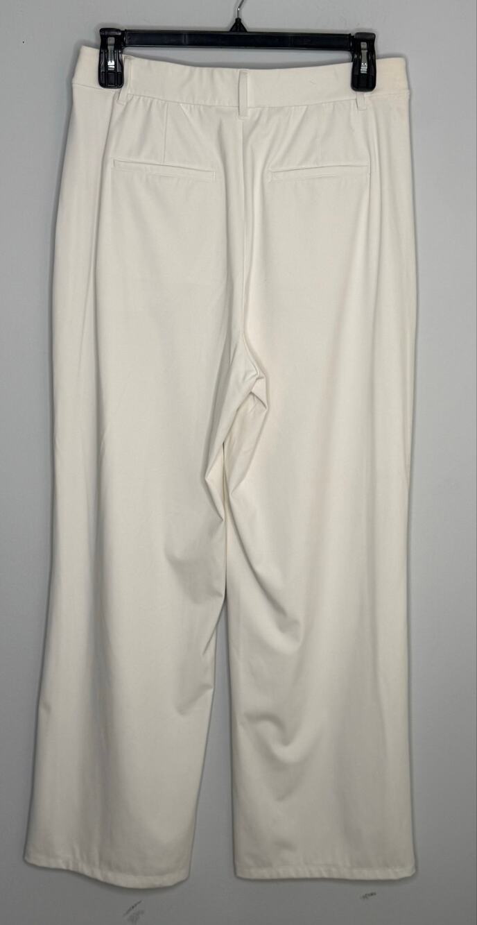 Inlyric White High Rise Pleated Front Wide Leg Pull-on Dress Trousers Pants XL